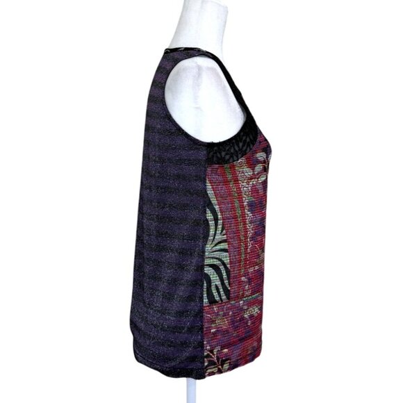 Custo Barcelona Sleeveless Printed Tank Top Y2K Pink Purple Black Womens Size S - Picture 2 of 8